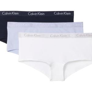 imageCalvin Klein Womens Motive Cotton Boyshort Panties 3 PackShorelineCasual BlueWhite