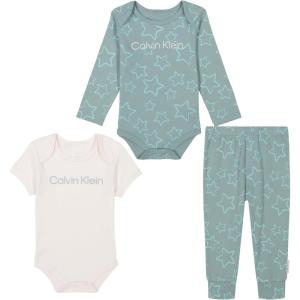 imageCalvin Klein babyboys 2 Bodysuits and Pant SetAntique WhiteAbyss