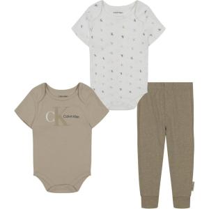 imageCalvin Klein babyboys 2 Bodysuits and Pant SetLight Brown  Marshmallow