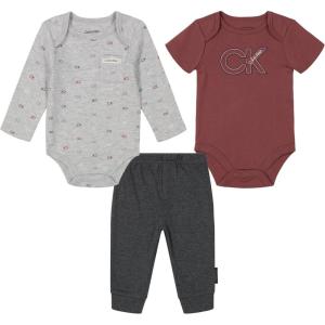 imageCalvin Klein babyboys 2 Bodysuits and Pant SetPlatinum HeatherApple ButterStealth Heather