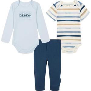 imageCalvin Klein babyboys 2 Bodysuits and Pant SetPlein AirAntique WhiteDark Denim