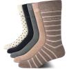 imageCalvin Klein Mens Dress Socks  5 Pairs Soft Cotton Blend Crew Socks for Men  Classic Comfort Stay Up Cuff Mixed PatternTan Stripe