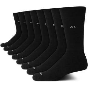imageCalvin Klein Mens Dress Socks  8 Pack Cotton Blend Cushioned Work Crew Socks for Men for Casual Business amp Formal WearBlack Logo