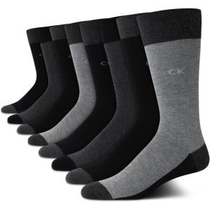 imageCalvin Klein Mens Dress Socks  8 Pack Soft Cotton Blend Work Crew Socks for Men for Casual Business amp Formal WearBlack Grey
