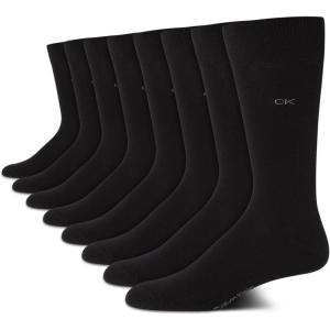 imageCalvin Klein Mens Dress Socks  8 Pack Soft Cotton Blend Work Crew Socks for Men for Casual Business amp Formal WearBlack Logo