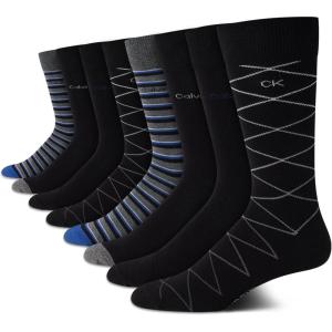 imageCalvin Klein Mens Dress Socks  8 Pack Soft Cotton Blend Work Crew Socks for Men for Casual Business amp Formal WearBlack Pattern