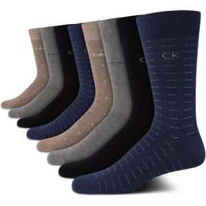 imageCalvin Klein Mens Dress Socks  8 Pack Soft Cotton Blend Work Crew Socks for Men for Casual Business amp Formal WearBlue Multi